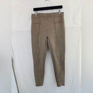 SPANX Beige High-Waisted Faux Suede Pull On Stylish Leggings. Ladies Large